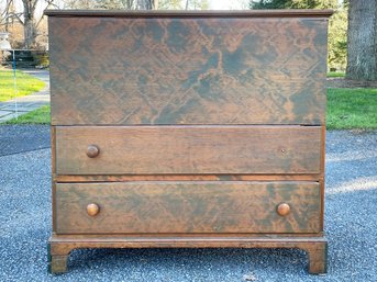 An Unusual Antique American Pine Blanket Chest, Tea Stained Finish