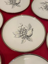 Set Of 12 B&Co Josephine Limoges France L. Bernardaud &co. Grape & Pear Motif Silver Rim Plates 6.5in No Chips