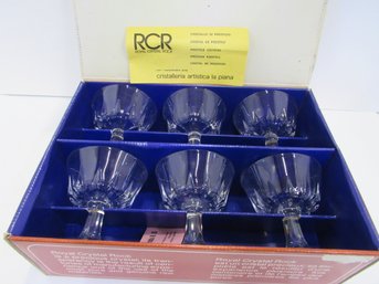 Vintage  Stemware 6 Piece Set Royal Crystal Rock RCR Wine Glass Goblets ZEUS Italy