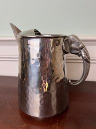 Stunning Elephant Handle Hammered Stainless Steel Pitcher
