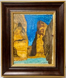 Small Painting Canvas - Winding Narrows Canyon ? Mountains Gorge - E C Sullivan - 11.25 X 14 - Folk A