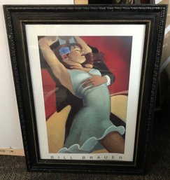 Framed Bill Brauer 'Salsa' Dancing Portland Gallery Lithograph Artwork