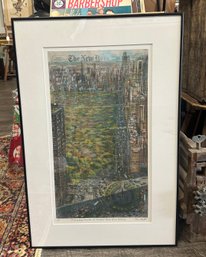 Tom Matt Framed Artist's Proof - Columbus Circle & Central Park From Above - Hand Signed With Pencil   RC-WA-C