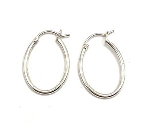 Sterling Silver Long Hoop Earrings