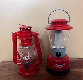 Cute Set Of Two Red Lanterns By Coleman And The Gerson Co.          Den