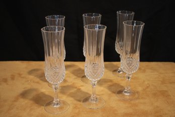 Set Of Six Cristal D' Arques Durand Champagne Flutes