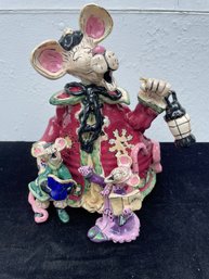 Blue Sky Clayworks Santa Mouse & Two Caroling Mice Candle Holder