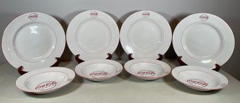 Vintage Coca Cola China Tableware Service For 4 Dinner Plates And Bowls