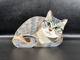 A Fun Folk Art Doorstop, Green-Eyed Cat