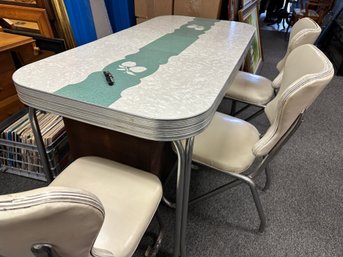 Vintage Porcelain Top Table  And 6 Chairs