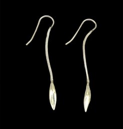 Vintage Sterling Silver Long Snake Chain Dangle Earrings