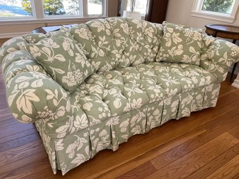 Camel Back Upholstered Sofa With Rolled Arms - LOT B -  Button Back & Seat