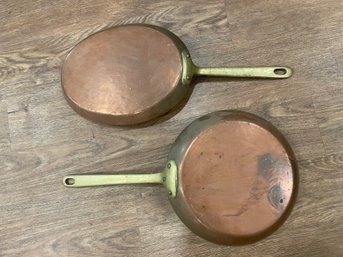 Two Antique Copper & Brass Pans