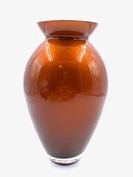Unique Hand-blown Cinnamon Copper Tone Glass Vase