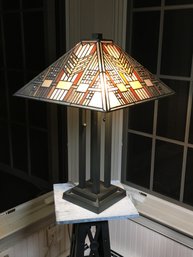 Lovely Vintage Style - Arts & Crafts - Mission - Leaded Glass Table Lamp - Fantastic Table Lamp - Stunner !