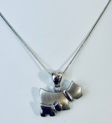 BRUSHED STERLING SILVER SCOTTIE DOG & PUP NECKLACE