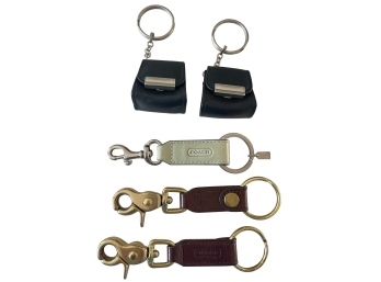 Lot Of 3 COACH Trigger Snap Key Fobs & 2 Other COACH Key Rings