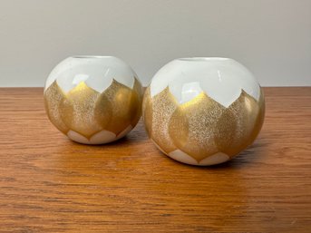 Hutschenreuther Selb Candle Holders With 24 Carat Gold