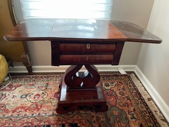 Ornate 2 Drawer Side Table With Folding Sides With Key