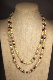 Genuine Cultured Pearl Beaded Necklace Multi Colored 36' Long