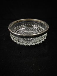 Silver Trimmed Glass Bowl