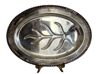 'S' Monogram Footed Silverplate Carving Platter