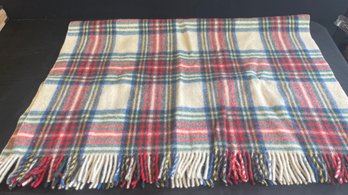 A Classic Plaid Wool Carriage Blanket With Fringe Made In Romania - 34' X 48'