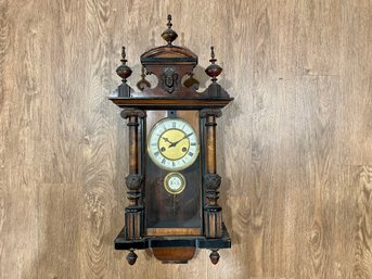 Gorgeous Antique German Wall Clock, Manufactured In Wurttemberg