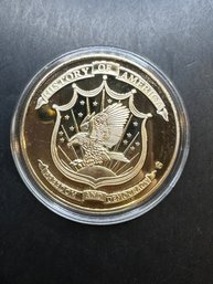 American Mint The Birth Of Our Nation Boston Tea Party Layered In 24k Gold Commemorative Coin W/COA