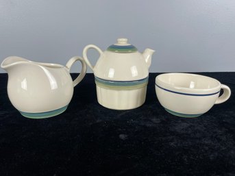 Pfaltzgraff Ocean Breeze Tea Pot, Cream And Sugar