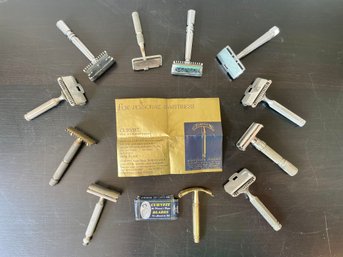 Vintage Collection Of Metal Handled Razors For Men & Women