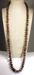 Fine Polished Jasper Agate Beaded Necklace 32' Long