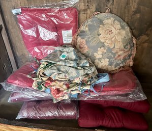 Mostly New Chair Cushions, Vintage Chair Covers Purchased At Soetheby's & Throw Pillow