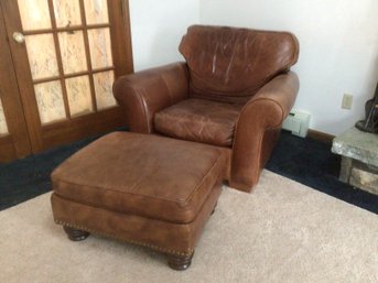 Leather Armchair And Ottoman