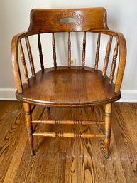 Oak Spindle Bent Arm Side Chair