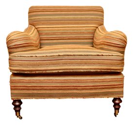 Edward Ferrell Ltd  Multi-Dimensional Stripe Pleated Rolled-Arm Chair With Casters