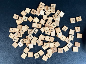 A Set Of Vintage Wood Scrabble Tiles, Great For Crafting!