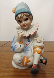 Painted Bisque Porcelain Figural Clown Music Box