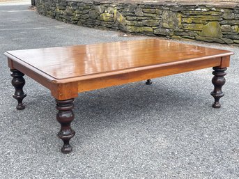 A Fine Quality Pine Coffee Table With Turned Wood Legs