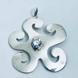 MEXICAN STERLING SILVER PIN WHEEL AND CZ PENDANT