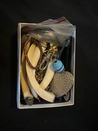 Mystery Box Of Baubles, Trinkets, And Jewelry Needing Repair