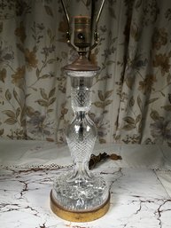 (1 Of 2) Very Pretty WATERFORD Crystal Candlestick Lamp With Brass Bases, Harp & Finials - Very Pretty !