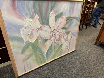 Very Large Raised Flower Painting By Deva