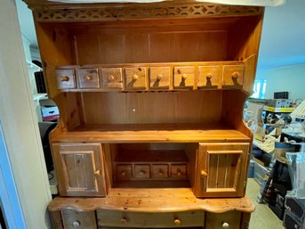 Large Country Style Kitchen Storage Hutch With Built In Wine Racks