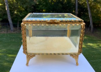 Vintage Jewelry Box ~ French Beveled Glass Ormolu ~