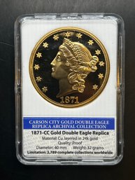 American Mint, Replica 1871 Carson City Gold Double Eagle 24k Layered Archival Edition