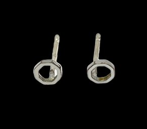 Vintage Sterling Silver Octagon Stud Earrings