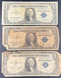 3 $1 Silver Certificates 1935-C, 1935-E, 1935-F