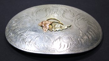Large Comstock German Silver Black Hills Gold Decorated Belt Buckle