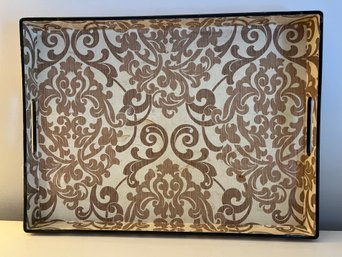 Valerie Brown Damask Ottoman Tray 19 X 14